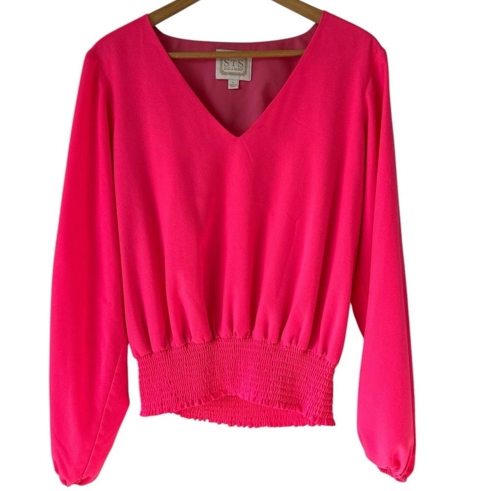 Sail To Table Bright Pink Smocked Blouse